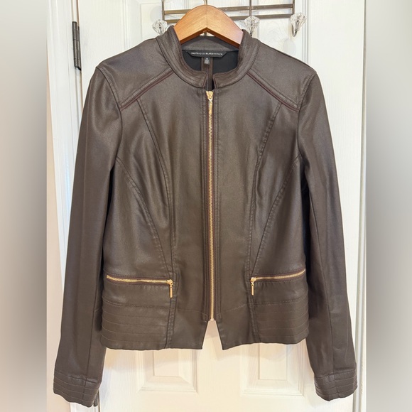 White House Black Market Jackets & Blazers - WHBM Brown Coated Denim Jacket
